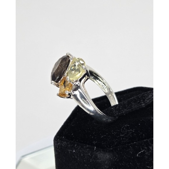 Michelle‎ Albala 925 Sterling Silver Smoky Quartz Citrine Peridot Ring Sz 7.25 - Picture 10 of 12